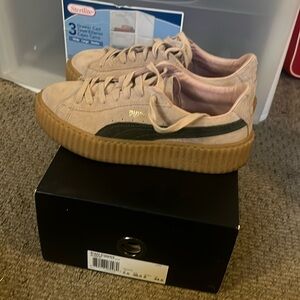 Suede Pink And Green Pumas
